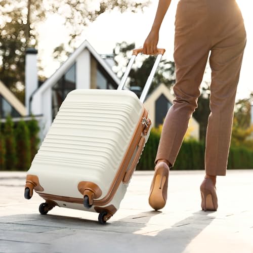 Coolife Luggage Set 3 Piece Luggage Set Carry On Suitcase Hardside Luggage with TSA Lock Spinner Wheels(White, 3 piece set (BP/TB/20)) | Lightweight ABS+PC Hardside Suitcase, Spinner Wheels, TSA Lock, Backpack with Charging Port and Back Sleeve, Toiletry