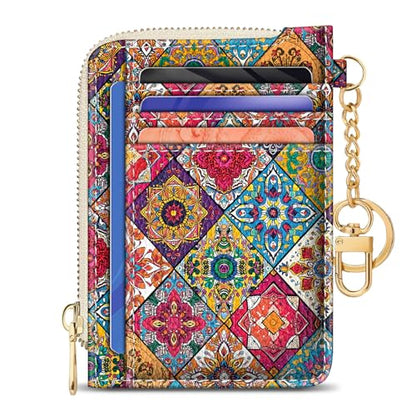 GIANCOMICS Slim Wallet Women, Credit Card Holder, Small Rfid Boho Mandala - color: Boho Bohemian Mandala