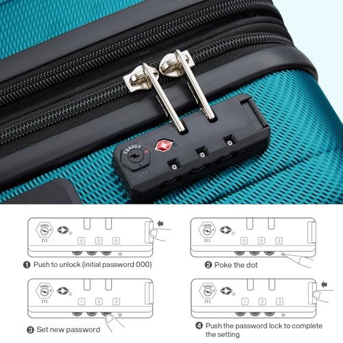 Hanke 20 Inch Expandable Carry on Luggage 22x14x9 Airline Approved - color: Caribbean Blue, size: 20 Inch EXT