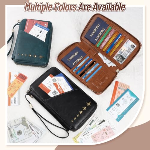 Family Passport Holder for 4 Travel RFID Blocking Passport Holder - color: Green