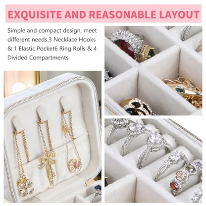 Travel Jewelry Case,Small Jewelry Box with Mirror,Gift for Girls Women - color: Flowing Silver White