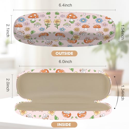 Glasses Case Hard Shell,Portable Protective Eyeglasses Case, Eyeglass Holder Box with Cleaning Cloth, for men women - color: Mushroom 2