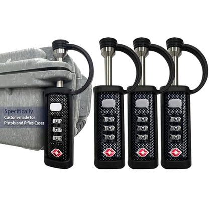 LAFENLIN TSA Padlock 4-Pack for Hard Gun Cases, 3-Dial Combo Lock, Black | TSA-approved Gun Case Lock for Rifle & Pistol Cases (No Key). Sturdy Alloy Body, Cut-resistant Steel Shaft, Weatherproof - color: Black