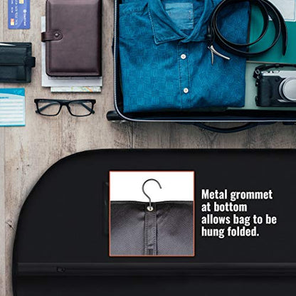 PLX 40" Black Garment Bags Suit Bag for Travel & Clothing Storage - size: 5 pack black: 40” x 24”