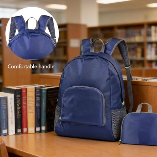 Foldable Backpack Travel Collapsible Backpacks Lightweight Packable Backpacks Men Women Foldable Day Pack for Travel, Hiking, Walking, Cycling, Camping (Navy Blue) - color: Navy Blue