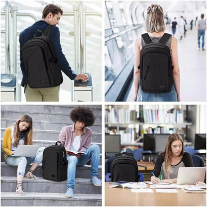Mancro Business Travel Laptop Backpack, Anti Theft Slim Laptop Bag for Men - color: Black, size: 15.6 inch