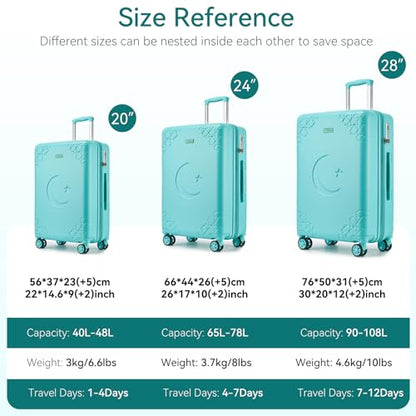 Somago 20 Inch Carry On Suitcase with Brake Wheels & Cup Holder, Star Moon Hardside Luggage with TSA Lock, Expandable Rolling Bag for Business Travel and Weekend Getaway,Robin Egg Blue - color: Robin Egg Blue, size: 1 PC Expandable 20 In