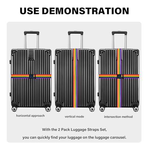 Luggage Straps for Suitcases Travel Belt Suitcase Strap, Heavy Duty with Quick-Release Buckle Suitcase Safe Belt with Name Card, Bright Color Adjustable Luggage Belts, TSA Approved, 4 Pack, Purple - color: 4 Pack_Purple