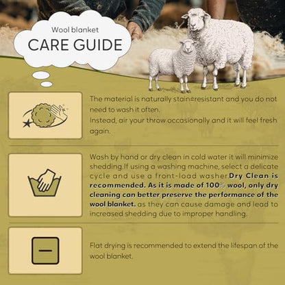 Molithe 100% Wool Blanket, 62" x 48", Warm, Thick, Military, Camping Gear - color: Beige, size: Medium