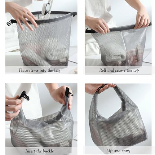 2 Pack Waterproof Travel Toiletry Bag – Large Clear EVA Bags for Gym, Travel, Daily Use & Cosmetics – Dry-Wet Separation, Snap Buckle, Lightweight Foldable Design (Gray & White)
