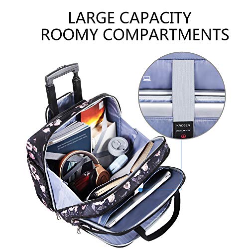 KROSER 15.6 Inch Rolling Laptop Computer Bag,Wheeled Briefcase for women