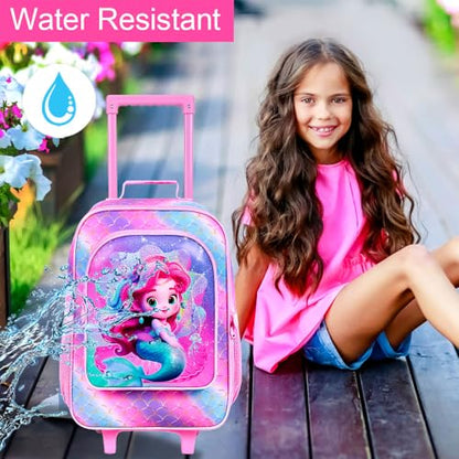 Kids Luggage Girls Suitcase 18", 2PCS Carry-on Set Princess Mermaid - color: Mermaid Pink 02