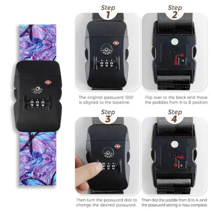 Veki Cross Luggage Straps, TSA Approved with Lock, Purple Butterfly, 1pc - color: Purple Butterfly