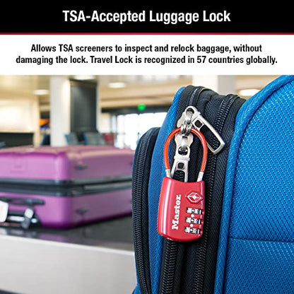 Master Lock TSA Approved Combination Luggage Lock, Blue, 4-Pack 4688BLUEC4 - color: Blue, size: 4 Pack