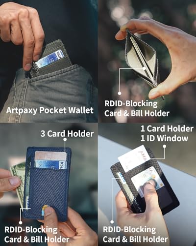 Artpaxy 남성 및 여성용 슬림 지갑, 여행용 미니멀리스트 전면 포켓 카드 홀더, RFID 차단, 신분증, 현금 및 신용 카드용 방수 나일론 지갑, 다크 그레이., 미니멀리스트 - color: 다크 그레이.