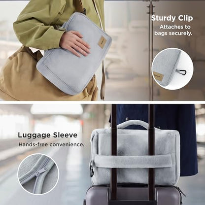 Bedsure Travel Blanket Set with Inflatable Neck Pillow and Eye Mask, Grey | 3-In-1 Airplane Blanket, Packable, Lightweight, Compact Travel Essentials, Travel Gifts for Long Flight and Flying - color: Grey