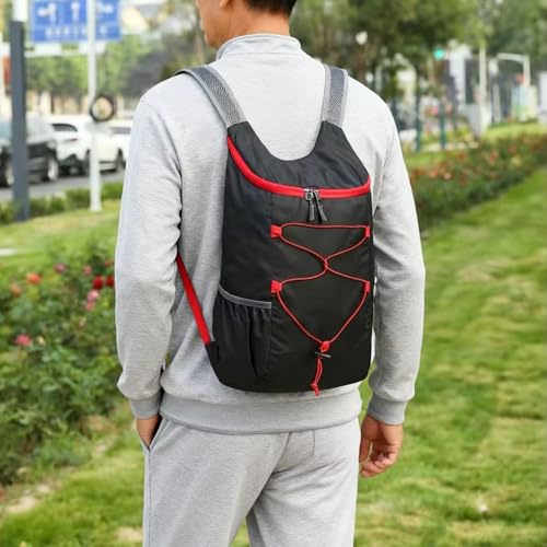 Lightweight and Thin Foldable Backpack, Climbing Bag, Hiking Daypack,15L Waterproof Travel Packable Rucksack (Black) - color: Black