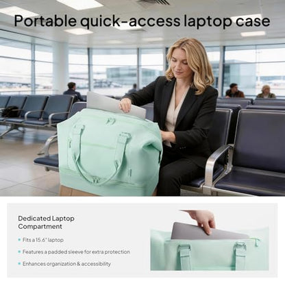TOPEAST Travel Duffle Bag, Weekender Bags for Women with Shoe Compartment - color: Green