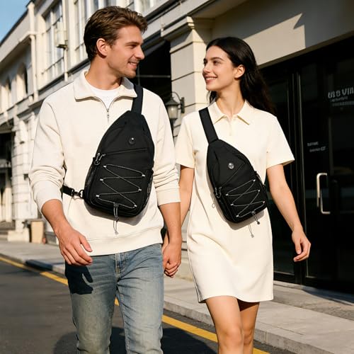 OSOCE Anti-Theft Sling Bag, Crossbody Bag for Men, Water-Resistant, 1.0L - color: Black V1.0, size: Large
