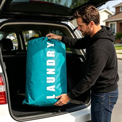 Large Laundry Bag, Drawstring Dirty Clothes Bag, 28" x 36" Washable Laundry Sack for Dorm, Apartment, Travel, Camp - Heavy Duty, Water Resistant