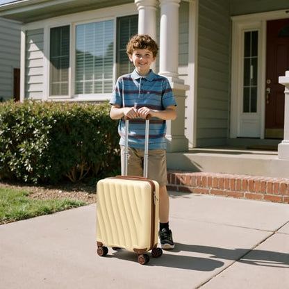 Eeeza Luggage Sets 6 Piece Suitcases (Beige, 16"/20"/24"/28"/DB/TB) - color: Beige, size: 6 Piece Sets (16/20/24/28/DB/TB)