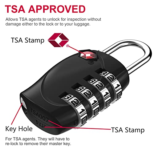 ZHEGE Luggage Locks TSA Approved, Zipper Locks for Suitcase (Black, 2 Pack) - color: Black, 2P