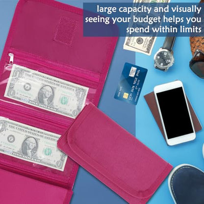 Money Organizer with Zipper,Cash Envelopes Budget Binder - color: Berry