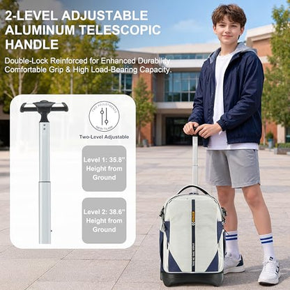 NEW TILAMI 18 Inch Expandable Rolling Backpack Stair-Climbing for School - color: White