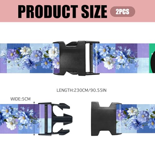 Nuxovilar Luggage Straps Set for Suitcase 1.96x90.5in Polyester - color: YZX03596, size: 1.96"x90.5"