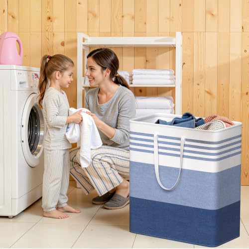 WOWBOX 2 Pack Laundry Baskets, Collapsible Dirty Clothes Laundry Hampers - color: Blue, size: 100L