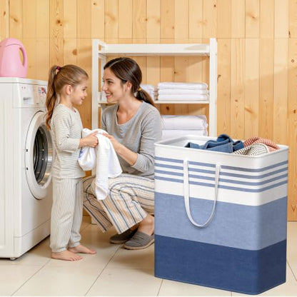 WOWBOX 2 Pack Laundry Baskets, Collapsible Dirty Clothes Laundry Hampers - color: Blue, size: 100L