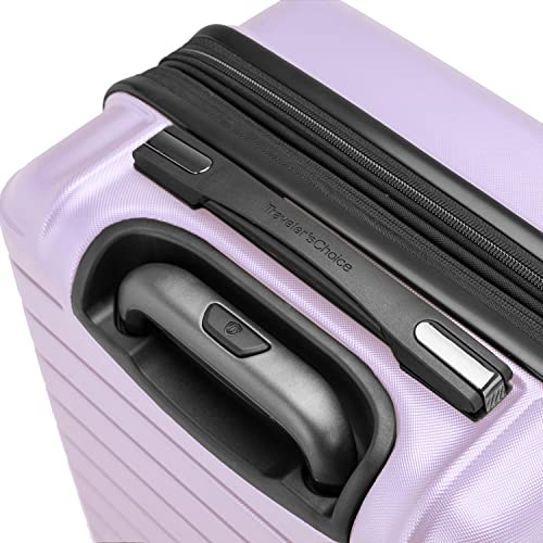 Traveler's Choice Archer Polycarbonate Hardside Spinner Luggage Set, Tie Down Straps, Purple, Checked 29-Inch - color: Light Purple, size: 1-Piece (Checked 29-Inch)
