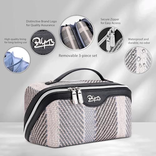 BOYATU Makeup Bag, Makeup Organizer, Toiletry Travel Bag for Women - Black - color: C-4-Black