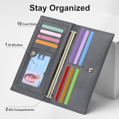 Tipmile Slim Wallet for Women, RFID Blocking Credit Card Holder - color: Grey