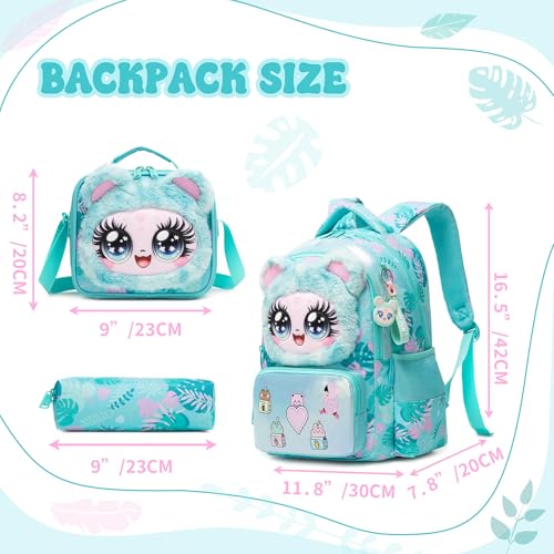 Meetbelify Backpacks for Girls School Backpacks with Lunch Box Pencil Case for Elementary Students Ages 8-10 - color: Big Eye 03