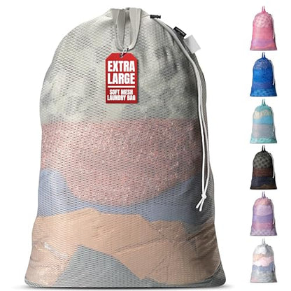 Handy Laundry Mesh XL Laundry Bag 24"x36" with Shoulder Strap, Grey - color: Grey, size: 1-Pack