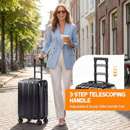 20 Inch Carry-On Hardside Suitcase with 360° Spinner Wheels, Lightweight Rolling Luggage Set with Makeup Case and Coded Lock (Gray) - color: Gray