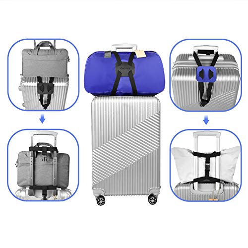 Add-a-Bag Luggage Straps - Elastic Suitcase Bungees with Buckles (Black) - color: black/black