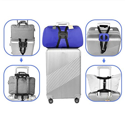 Luggage Straps Bag Bungees for Add a Bag Easy to Travel Suitcase Elastic Strap Belt， High Elastic Suitcase Adjustable Belt Bag Bungees with Buckles (Black/Black) - color: black/black