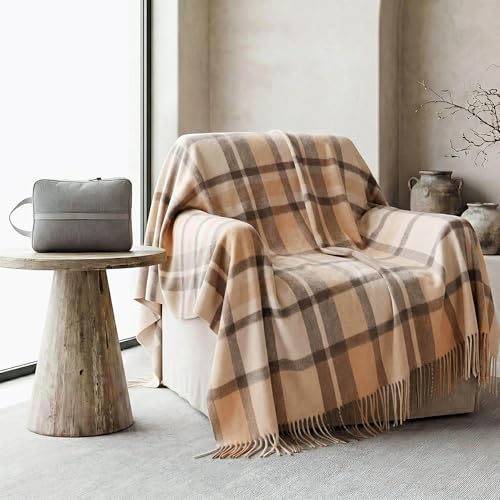 Soft Pure Wool Throw Blanket, Lightweight Warmth, 55"x83" - color: Walnut Beige, size: Standard (1.5 lbs)