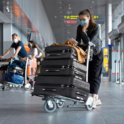 Karl home Luggage Set of 3 Hardside Suitcase Sets - Black (20/24/28) - color: Black, size: 3 Piece Set