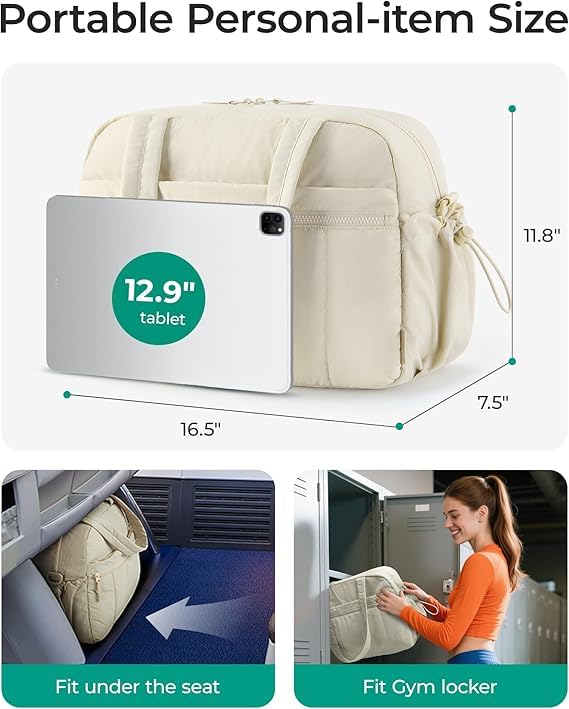 Gym Bag Sport Duffel Overnight Weekender Travel Bag, White - color: M5-White