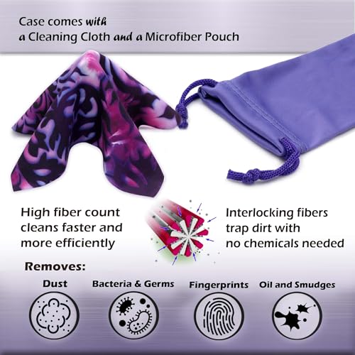 MyEyeglassCase Hard Shell Glasses case, Medium Eyeglasses Holder, Easy Open Lip for Men Women, Portable Sleeve Pouch & Cloth - color: Damask Paisley