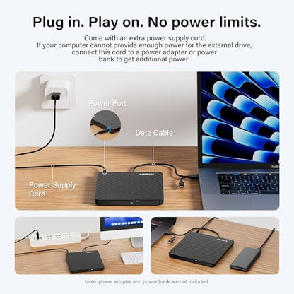 Amicool External USB-C USB 3.0 CD/DVD Drive Burner +/-RW, Ultra-Slim Portable DVD Player Writer Reader for Mac iMac MacBook, Windows 11/10/8 Linux, Laptop Desktop PC Computer Optical Drive - size: Ultra-Slim
