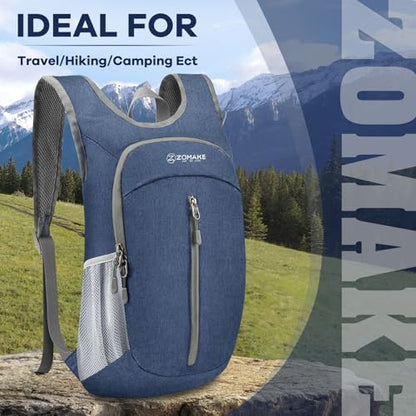 ZOMAKE 10L Ultra Lightweight Packable Backpack, Small Daypack Light Foldable Backpacks Water Resistant Day Bag for Hiking(Navy Blue) - color: Navy Blue A1, size: 10L
