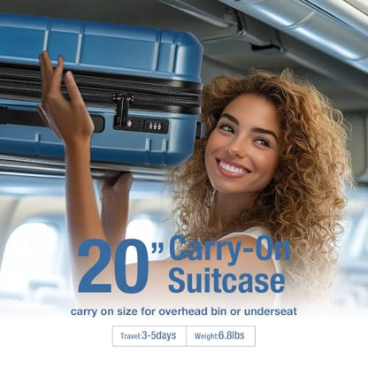 Carry On Luggage 22x14x9 Airline Approved,Hardside Suitcase,20 In,RoyalBlue - color: Sapphire