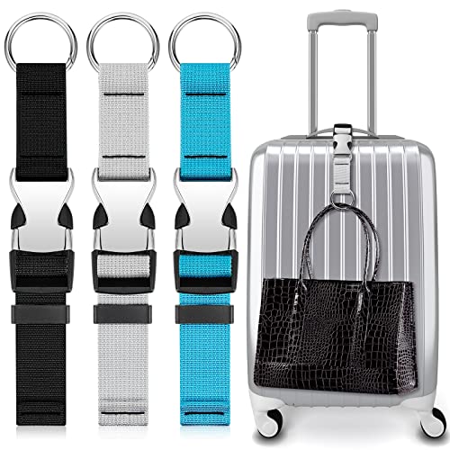 3 Pcs Add a Bag Luggage Straps for Suitcases, Connector Straps - color: Black, Blue and Grey