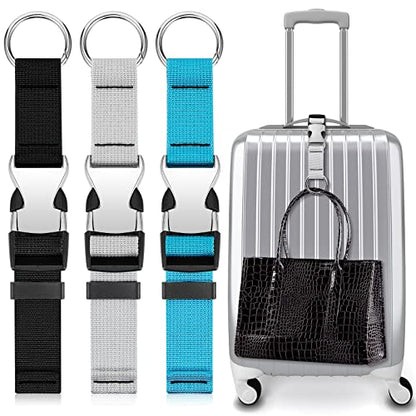 3 Pcs Add a Bag Luggage Straps for Suitcases, Connector Straps - color: Black, Blue and Grey