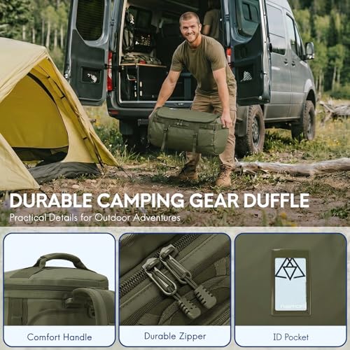 Haimont Heavy Duty Convertible Travel Duffel Backpack, Army Green, 45L - color: Green, size: 45L