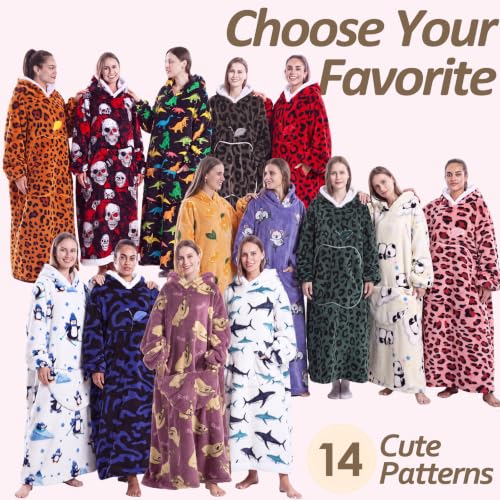 Capecage Long Wearable Blanket Hoodie with Big Pocket,Gift for Women or Men - color: Sloth